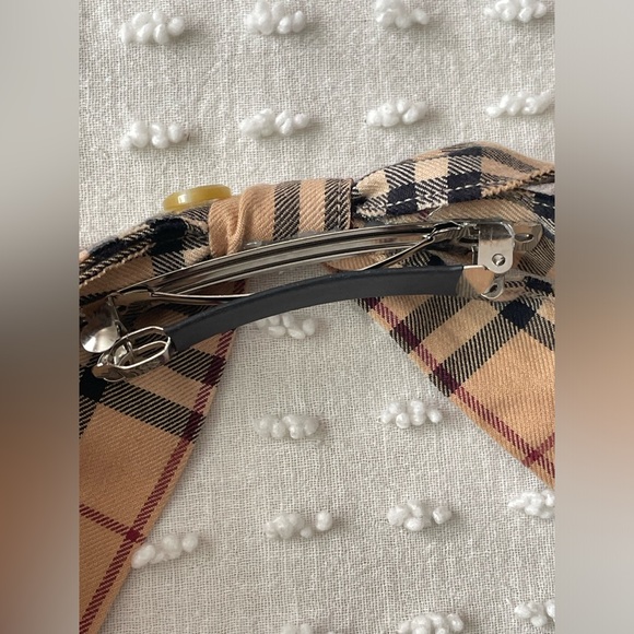 Authentic Repurposed BURBERRY Bow Barrette Hair Clip - Picture 3 of 11